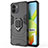 Silikon Hülle Handyhülle und Kunststoff Schutzhülle Hartschalen Tasche mit Magnetisch Fingerring Ständer KC1 für Xiaomi Redmi A1 Schwarz