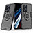 Silikon Hülle Handyhülle und Kunststoff Schutzhülle Hartschalen Tasche mit Magnetisch Fingerring Ständer KC2 für Oppo A18 Schwarz