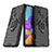 Silikon Hülle Handyhülle und Kunststoff Schutzhülle Hartschalen Tasche mit Magnetisch Fingerring Ständer KC2 für Samsung Galaxy A21s Schwarz