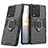 Silikon Hülle Handyhülle und Kunststoff Schutzhülle Hartschalen Tasche mit Magnetisch Fingerring Ständer KC2 für Vivo iQOO 10 5G