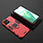 Silikon Hülle Handyhülle und Kunststoff Schutzhülle Hartschalen Tasche mit Magnetisch Fingerring Ständer KC2 für Vivo iQOO Z6x Rot