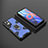Silikon Hülle Handyhülle und Kunststoff Schutzhülle Hartschalen Tasche mit Magnetisch Fingerring Ständer KC3 für Xiaomi Redmi Note 11 4G (2022) Blau