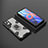 Silikon Hülle Handyhülle und Kunststoff Schutzhülle Hartschalen Tasche mit Magnetisch Fingerring Ständer KC3 für Xiaomi Redmi Note 11 4G (2022) Schwarz
