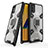 Silikon Hülle Handyhülle und Kunststoff Schutzhülle Hartschalen Tasche mit Magnetisch Fingerring Ständer KC7 für Samsung Galaxy M21 Schwarz
