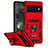 Silikon Hülle Handyhülle und Kunststoff Schutzhülle Hartschalen Tasche mit Magnetisch Fingerring Ständer MQ1 für Google Pixel 6 Pro 5G Rot