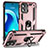 Silikon Hülle Handyhülle und Kunststoff Schutzhülle Hartschalen Tasche mit Magnetisch Fingerring Ständer MQ1 für Motorola Moto G 5G (2023) Rosegold