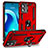 Silikon Hülle Handyhülle und Kunststoff Schutzhülle Hartschalen Tasche mit Magnetisch Fingerring Ständer MQ1 für Motorola Moto G 5G (2023) Rot