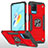 Silikon Hülle Handyhülle und Kunststoff Schutzhülle Hartschalen Tasche mit Magnetisch Fingerring Ständer MQ1 für Oppo A54 4G Rot