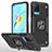 Silikon Hülle Handyhülle und Kunststoff Schutzhülle Hartschalen Tasche mit Magnetisch Fingerring Ständer MQ1 für Oppo A54 4G Schwarz