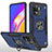 Silikon Hülle Handyhülle und Kunststoff Schutzhülle Hartschalen Tasche mit Magnetisch Fingerring Ständer MQ1 für Oppo F19 Pro Blau
