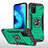 Silikon Hülle Handyhülle und Kunststoff Schutzhülle Hartschalen Tasche mit Magnetisch Fingerring Ständer MQ1 für Samsung Galaxy A02s Nachtgrün