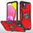 Silikon Hülle Handyhülle und Kunststoff Schutzhülle Hartschalen Tasche mit Magnetisch Fingerring Ständer MQ1 für Samsung Galaxy A03