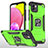 Silikon Hülle Handyhülle und Kunststoff Schutzhülle Hartschalen Tasche mit Magnetisch Fingerring Ständer MQ1 für Samsung Galaxy A03 Grün