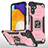 Silikon Hülle Handyhülle und Kunststoff Schutzhülle Hartschalen Tasche mit Magnetisch Fingerring Ständer MQ1 für Samsung Galaxy A04s