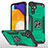 Silikon Hülle Handyhülle und Kunststoff Schutzhülle Hartschalen Tasche mit Magnetisch Fingerring Ständer MQ1 für Samsung Galaxy A04s Nachtgrün