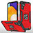 Silikon Hülle Handyhülle und Kunststoff Schutzhülle Hartschalen Tasche mit Magnetisch Fingerring Ständer MQ1 für Samsung Galaxy A04s Rot