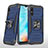 Silikon Hülle Handyhülle und Kunststoff Schutzhülle Hartschalen Tasche mit Magnetisch Fingerring Ständer MQ1 für Samsung Galaxy A10e Blau