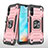 Silikon Hülle Handyhülle und Kunststoff Schutzhülle Hartschalen Tasche mit Magnetisch Fingerring Ständer MQ1 für Samsung Galaxy A10e Rosegold