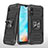 Silikon Hülle Handyhülle und Kunststoff Schutzhülle Hartschalen Tasche mit Magnetisch Fingerring Ständer MQ1 für Samsung Galaxy A10e Schwarz