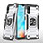 Silikon Hülle Handyhülle und Kunststoff Schutzhülle Hartschalen Tasche mit Magnetisch Fingerring Ständer MQ1 für Samsung Galaxy A10e Silber