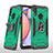 Silikon Hülle Handyhülle und Kunststoff Schutzhülle Hartschalen Tasche mit Magnetisch Fingerring Ständer MQ1 für Samsung Galaxy A10s Nachtgrün