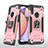 Silikon Hülle Handyhülle und Kunststoff Schutzhülle Hartschalen Tasche mit Magnetisch Fingerring Ständer MQ1 für Samsung Galaxy A10s Rosegold