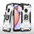 Silikon Hülle Handyhülle und Kunststoff Schutzhülle Hartschalen Tasche mit Magnetisch Fingerring Ständer MQ1 für Samsung Galaxy A10s Silber