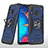 Silikon Hülle Handyhülle und Kunststoff Schutzhülle Hartschalen Tasche mit Magnetisch Fingerring Ständer MQ1 für Samsung Galaxy A20 Blau