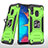 Silikon Hülle Handyhülle und Kunststoff Schutzhülle Hartschalen Tasche mit Magnetisch Fingerring Ständer MQ1 für Samsung Galaxy A20 Grün
