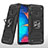 Silikon Hülle Handyhülle und Kunststoff Schutzhülle Hartschalen Tasche mit Magnetisch Fingerring Ständer MQ1 für Samsung Galaxy A20 Schwarz