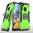 Silikon Hülle Handyhülle und Kunststoff Schutzhülle Hartschalen Tasche mit Magnetisch Fingerring Ständer MQ1 für Samsung Galaxy A21 Grün