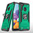 Silikon Hülle Handyhülle und Kunststoff Schutzhülle Hartschalen Tasche mit Magnetisch Fingerring Ständer MQ1 für Samsung Galaxy A21 Nachtgrün