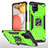 Silikon Hülle Handyhülle und Kunststoff Schutzhülle Hartschalen Tasche mit Magnetisch Fingerring Ständer MQ1 für Samsung Galaxy A42 5G Grün