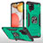 Silikon Hülle Handyhülle und Kunststoff Schutzhülle Hartschalen Tasche mit Magnetisch Fingerring Ständer MQ1 für Samsung Galaxy A42 5G Nachtgrün