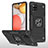 Silikon Hülle Handyhülle und Kunststoff Schutzhülle Hartschalen Tasche mit Magnetisch Fingerring Ständer MQ1 für Samsung Galaxy A42 5G Schwarz