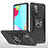 Silikon Hülle Handyhülle und Kunststoff Schutzhülle Hartschalen Tasche mit Magnetisch Fingerring Ständer MQ1 für Samsung Galaxy A52 5G Schwarz