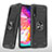 Silikon Hülle Handyhülle und Kunststoff Schutzhülle Hartschalen Tasche mit Magnetisch Fingerring Ständer MQ1 für Samsung Galaxy A70