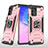 Silikon Hülle Handyhülle und Kunststoff Schutzhülle Hartschalen Tasche mit Magnetisch Fingerring Ständer MQ1 für Samsung Galaxy A91 Rosegold
