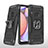 Silikon Hülle Handyhülle und Kunststoff Schutzhülle Hartschalen Tasche mit Magnetisch Fingerring Ständer MQ1 für Samsung Galaxy M01s Schwarz