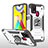 Silikon Hülle Handyhülle und Kunststoff Schutzhülle Hartschalen Tasche mit Magnetisch Fingerring Ständer MQ1 für Samsung Galaxy M31 Prime Edition Silber