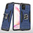 Silikon Hülle Handyhülle und Kunststoff Schutzhülle Hartschalen Tasche mit Magnetisch Fingerring Ständer MQ1 für Samsung Galaxy Note 10 Lite Blau