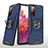Silikon Hülle Handyhülle und Kunststoff Schutzhülle Hartschalen Tasche mit Magnetisch Fingerring Ständer MQ1 für Samsung Galaxy S20 FE 4G Blau