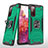 Silikon Hülle Handyhülle und Kunststoff Schutzhülle Hartschalen Tasche mit Magnetisch Fingerring Ständer MQ1 für Samsung Galaxy S20 FE 5G Nachtgrün
