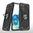 Silikon Hülle Handyhülle und Kunststoff Schutzhülle Hartschalen Tasche mit Magnetisch Fingerring Ständer MQ1 für Samsung Galaxy S20 Plus Schwarz