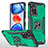 Silikon Hülle Handyhülle und Kunststoff Schutzhülle Hartschalen Tasche mit Magnetisch Fingerring Ständer MQ1 für Xiaomi Mi 11i 5G (2022) Nachtgrün