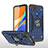 Silikon Hülle Handyhülle und Kunststoff Schutzhülle Hartschalen Tasche mit Magnetisch Fingerring Ständer MQ1 für Xiaomi POCO C3 Blau