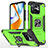 Silikon Hülle Handyhülle und Kunststoff Schutzhülle Hartschalen Tasche mit Magnetisch Fingerring Ständer MQ1 für Xiaomi Poco C40 Grün