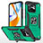 Silikon Hülle Handyhülle und Kunststoff Schutzhülle Hartschalen Tasche mit Magnetisch Fingerring Ständer MQ1 für Xiaomi Poco C40 Nachtgrün