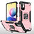 Silikon Hülle Handyhülle und Kunststoff Schutzhülle Hartschalen Tasche mit Magnetisch Fingerring Ständer MQ1 für Xiaomi POCO M3 Pro 5G Rosegold