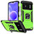 Silikon Hülle Handyhülle und Kunststoff Schutzhülle Hartschalen Tasche mit Magnetisch Fingerring Ständer MQ1 für Xiaomi Poco M4 5G Grün